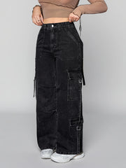 Elastic Waist Wide Leg Jeans