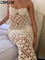 Crochet Halter Backless Bodycon Dress