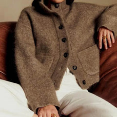 Wool Blend O-Collar Jacket