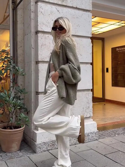 Lapel Cardigan with Metal Buttons