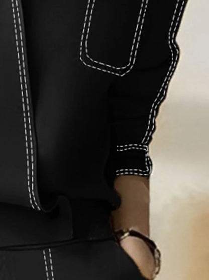 Stand Collar Top Pants Set