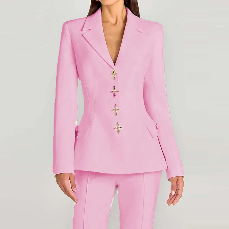 Solid Blazer Three Piece Set