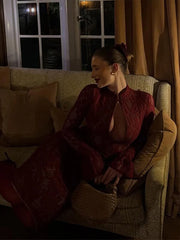 Lace Floral Hollow Out Midi Dress