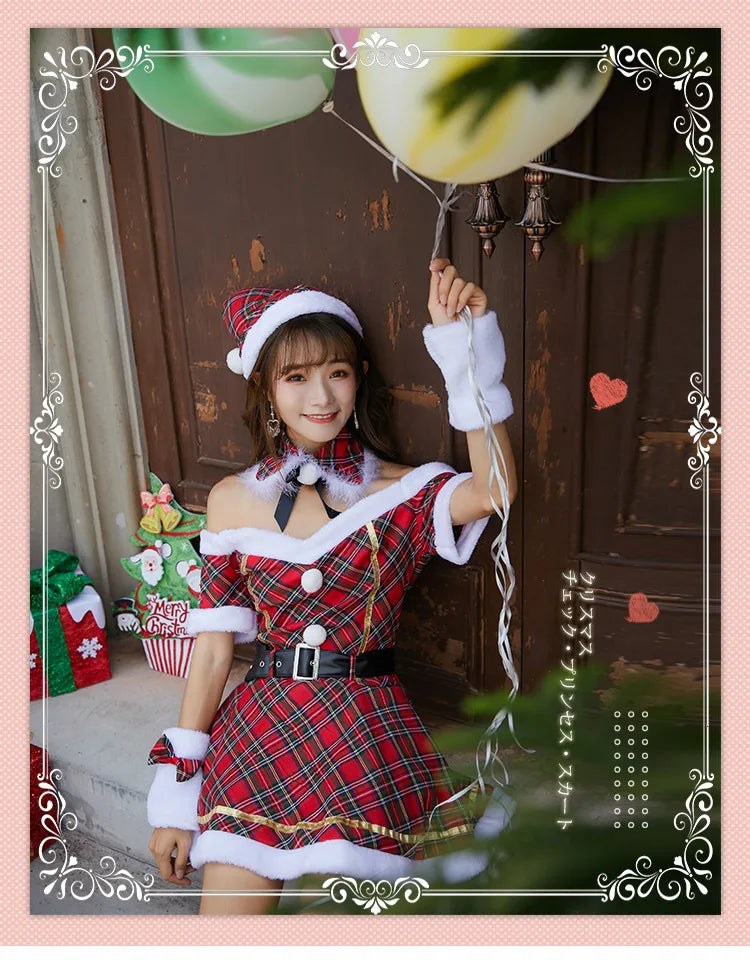 Red Checkered Santa Christmas Dress