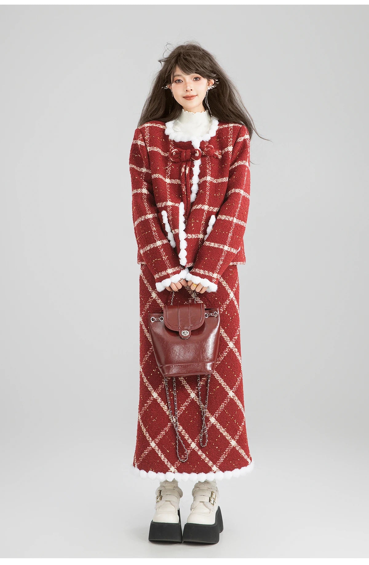 Women’s Red Plaid Christmas Two-Piece Set