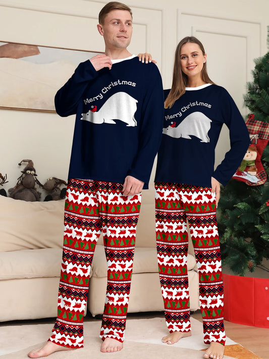 Polar Bear "Merry Christmas" Print Pajama Set