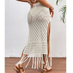 Knitted High Slit Sarong Skirt