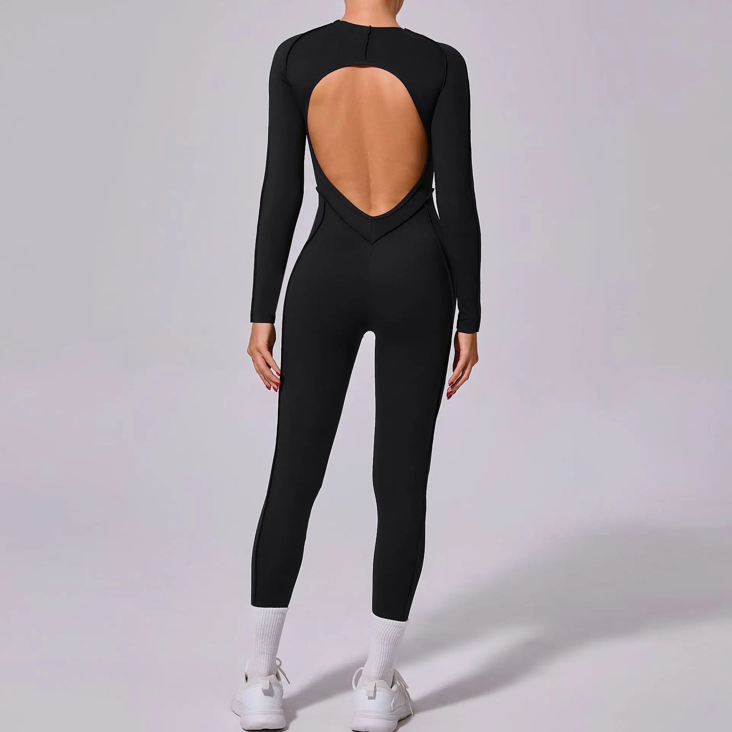Backless Long Sleeve Yoga Jumpsuit