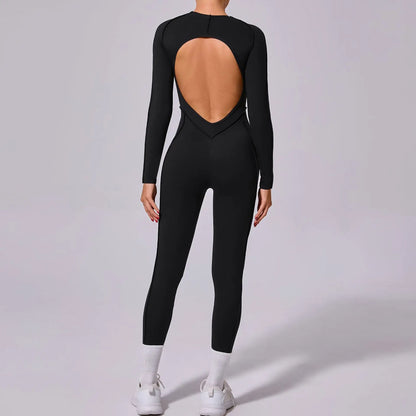 Backless Long Sleeve Yoga Jumpsuit