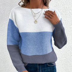Contrast Color Round Neck Sweater