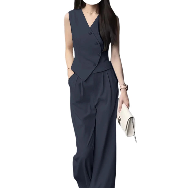 Sleeveless Top and Wide Leg Pants Set