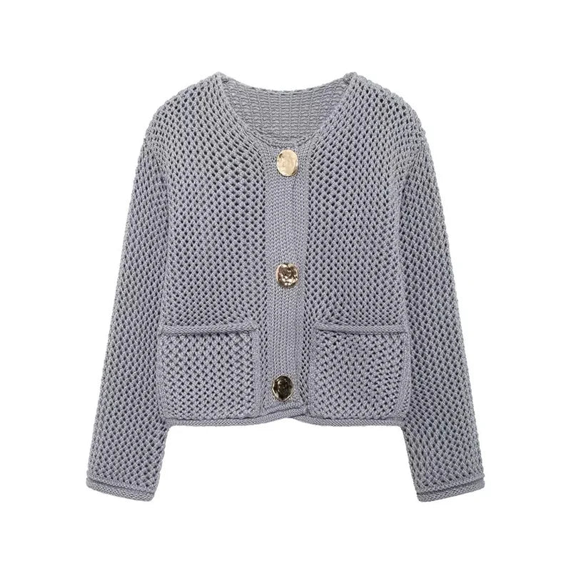 Short Knit Cardigan with Pockets