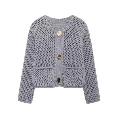 Short Knit Cardigan with Pockets