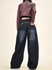 Embroidered Loose Wide Leg Jeans