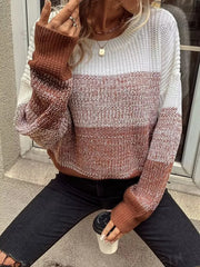 Striped O-Neck Knit Sweater