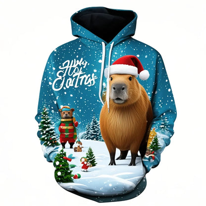 Capybara Print 3D Hoodie for Men