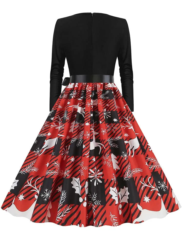 Vintage V-Neck Christmas Dress
