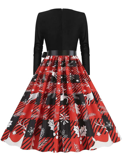Vintage V-Neck Christmas Dress