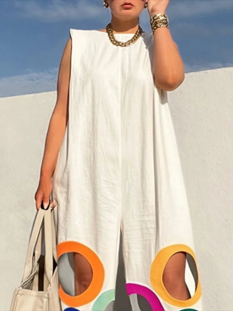 Rainbow Hollow Wide Leg Jumpsuit