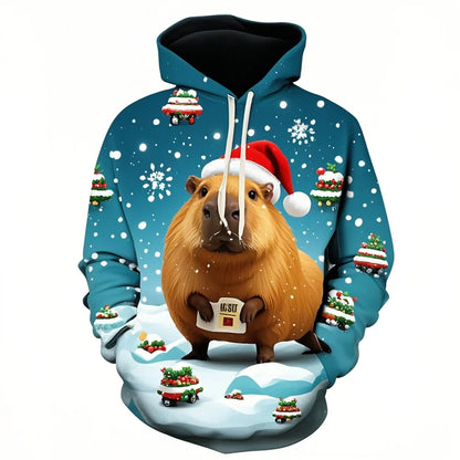 Capybara Print 3D Hoodie for Men
