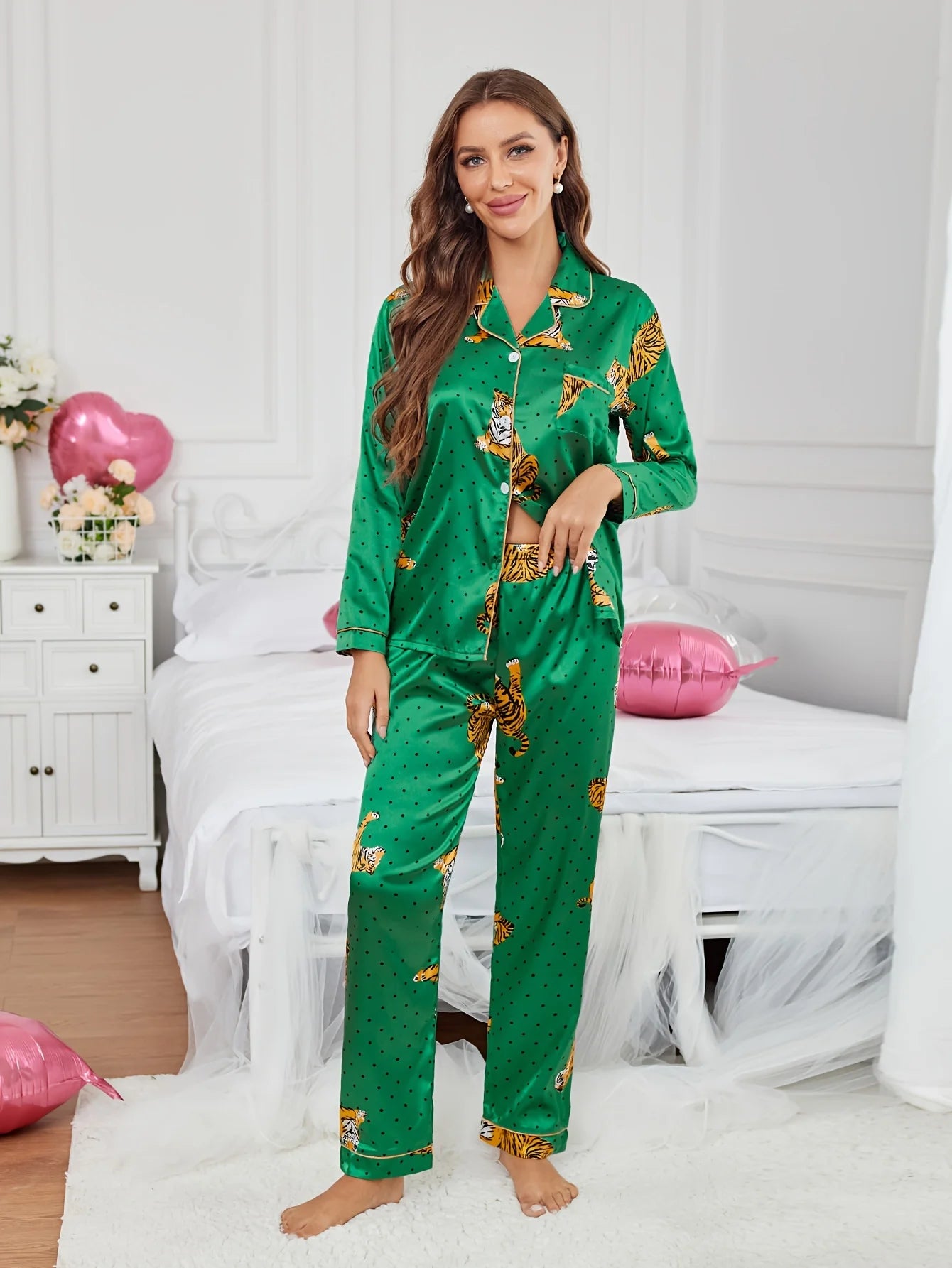 Elegant Tiger Print Pajama Set