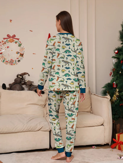 Dinosaur Print Christmas Pajama Set