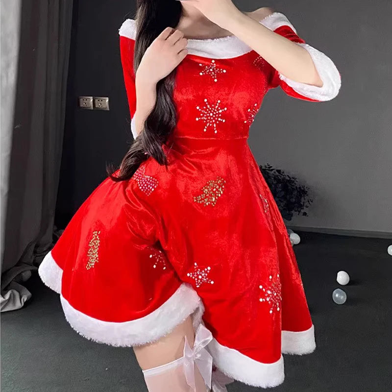 Santa Cosplay Mini Skirt Set