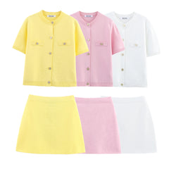 Short Sleeve Knit Cardigan