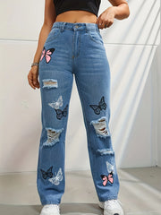 High Waist Butterfly Jeans