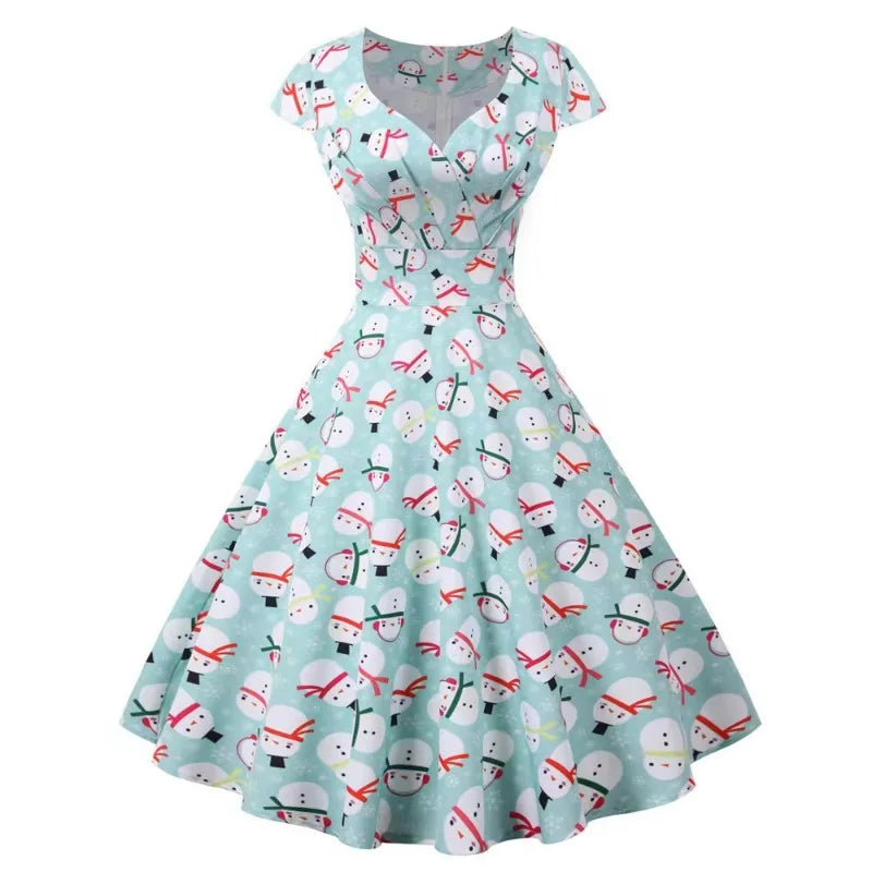 Snowman Print Swing Dress