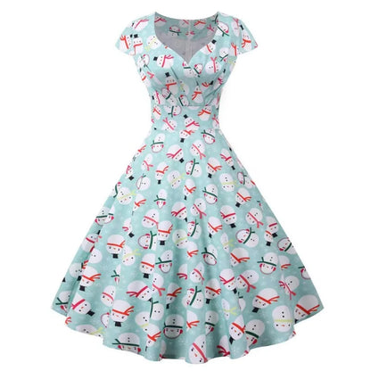 Snowman Print Swing Dress