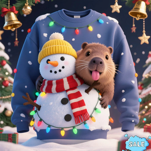 3D Capybara Printed Christmas Sweatshirt