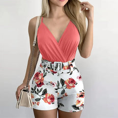 Printed Crop Top and Shorts Set