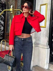 Cropped Blazer with Flaps