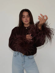 O-Neck Single-Breasted Sweater