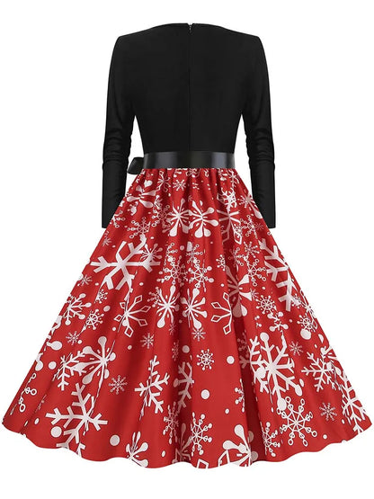 Vintage V-Neck Christmas Dress