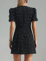 Sexy Hollow Puff Sleeve Mini Dress