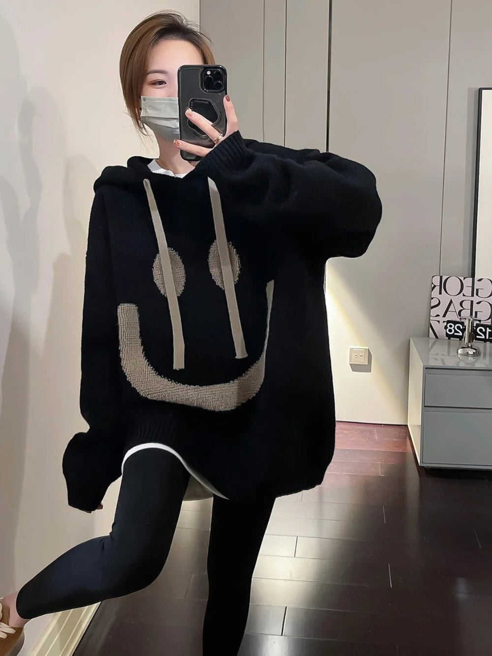 Thick Oversized Hooded Knit Pullover
