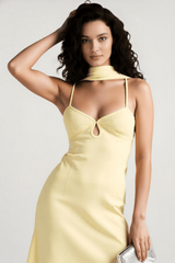 V Neck Tie Back Satin Maxi Dress