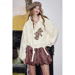 3D Bear Embroidered Hoodie