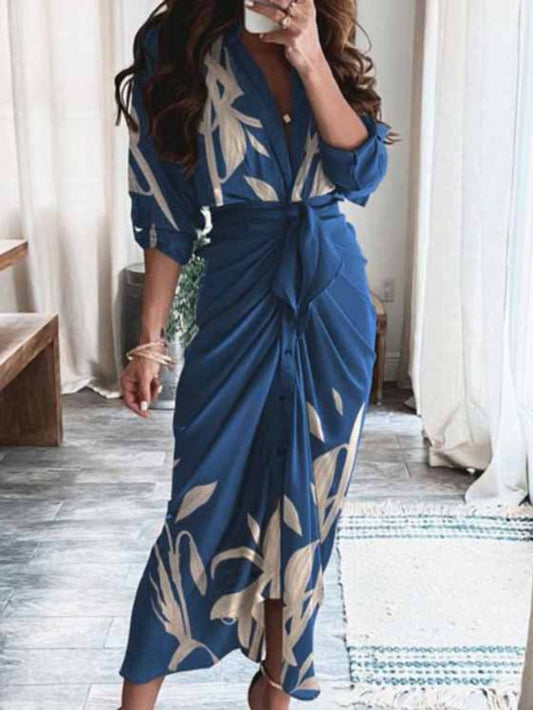 V-neck Pleated Strap Mini Dress