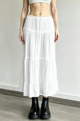 Ballet Gentle White Low Waist A Line Maxi Skirt