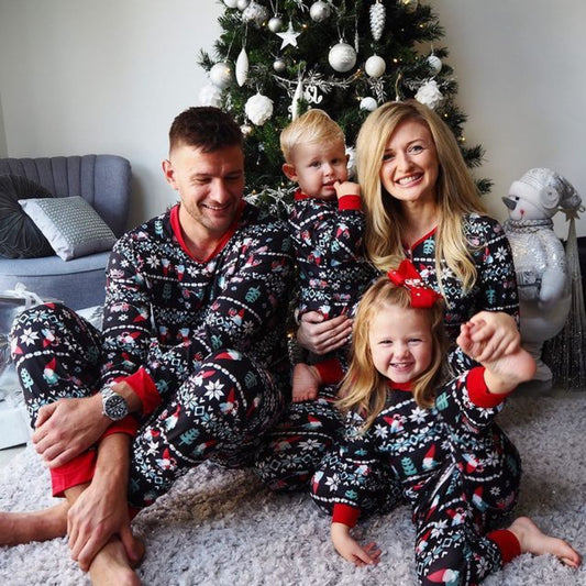 Family Matching Santa Snowflake Pajamas