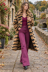 Faux Fur Tiger Striped Loose Overcoat