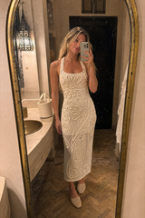 Elegant Knitted Sleeveless Floral Dress
