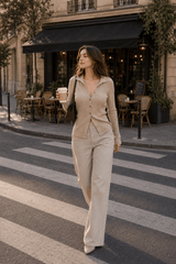 Solid Color Retro Knit Blouse