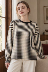Stripe Drop Relaxed Long-Sleeve Tee