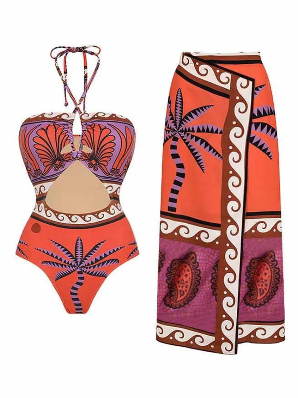 Palm Tree Slit Skirt