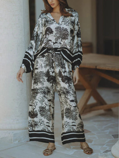 Satin Jungle Floral Print Set