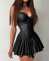 Solid Color Sleeveless Mini Dress